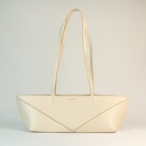 Loewe Puzzle Fold Cropped Tote Shoulder Bag, Ivory